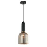 CLA Vintaj Chrome Ribbed Glass Ellipse Pendant Light