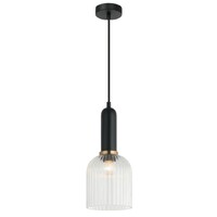 CLA Vintaj Clear Ribbed Glass Ellipse Pendant Light