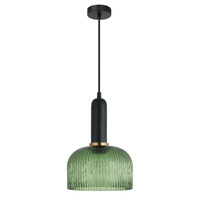 CLA Vintaj Green Ribbed Glass Dome Pendant Light