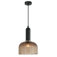 CLA Vintaj Amber Ribbed Glass Dome Pendant Light