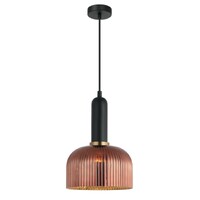 CLA Vintaj Copper Ribbed Glass Dome Pendant Light