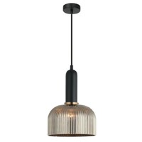 CLA Vintaj Chrome Ribbed Glass Dome Pendant Light