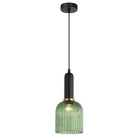 CLA Vintaj Green Ribbed Glass Ellipse Pendant Light