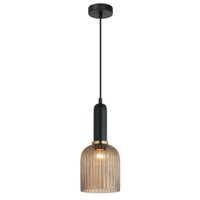 CLA Vintaj Amber Ribbed Glass Ellipse Pendant Light