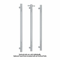 Thermorail VS900H Straight Round Vertical Single Heated Towel Rail