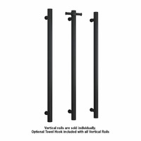 Thermorail VS900HB Straight Round Vertical Single Black Heated Towel Rail