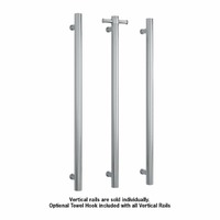 Thermorail VS900HBR Straight Round Vertical Single Brushed Heated Towel Rail