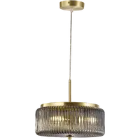 Calibo Whistler 300mm 3 Light Ribbed Glass Pendant Gold & Smoke