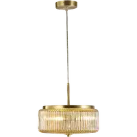 Calibo Whistler 300mm 3 Light Ribbed Glass Pendant Gold & Amber