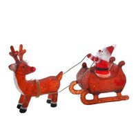 Acrylic Santa, Sleigh with Reindeer