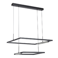 Telbix Zafra 50W 3CCT LED 2 Tier Pendant Light Black and Crystal