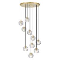 Telbix Zaha 10 Light Pendant Antique Gold and Crystal