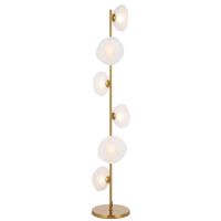 Telbix Zecca 6 Light Floor Lamp Antique Gold and Frost Glass
