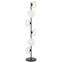 Telbix Zecca 6 Light Floor Lamp Black and Frost Glass